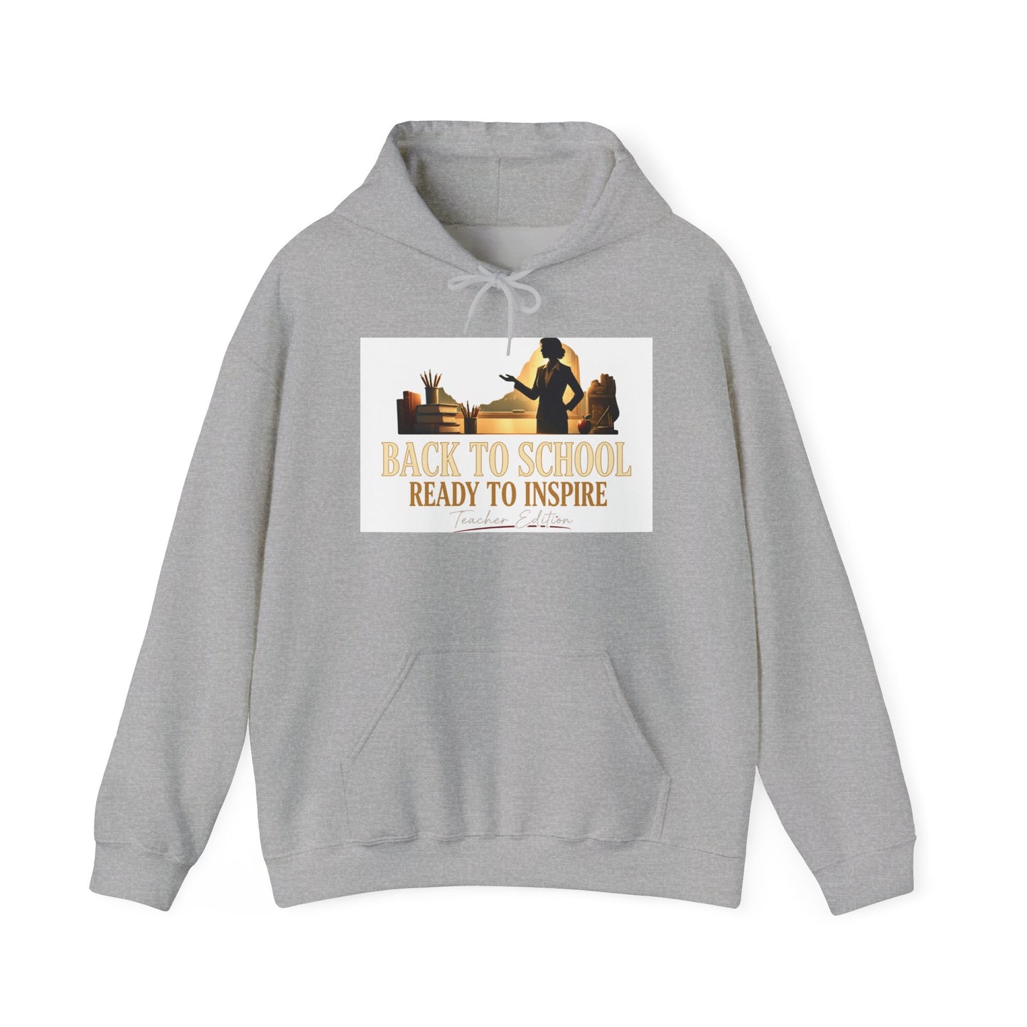 Back to School Ready to Inspire Hoodie | Teacher Silhouette, Books, Apple