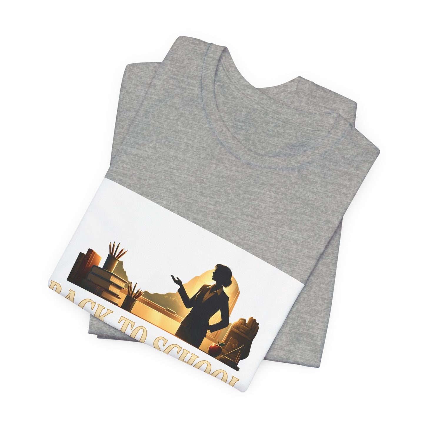 Back to School Ready to Inspire tee | Teacher silhouette, classroom books graphic