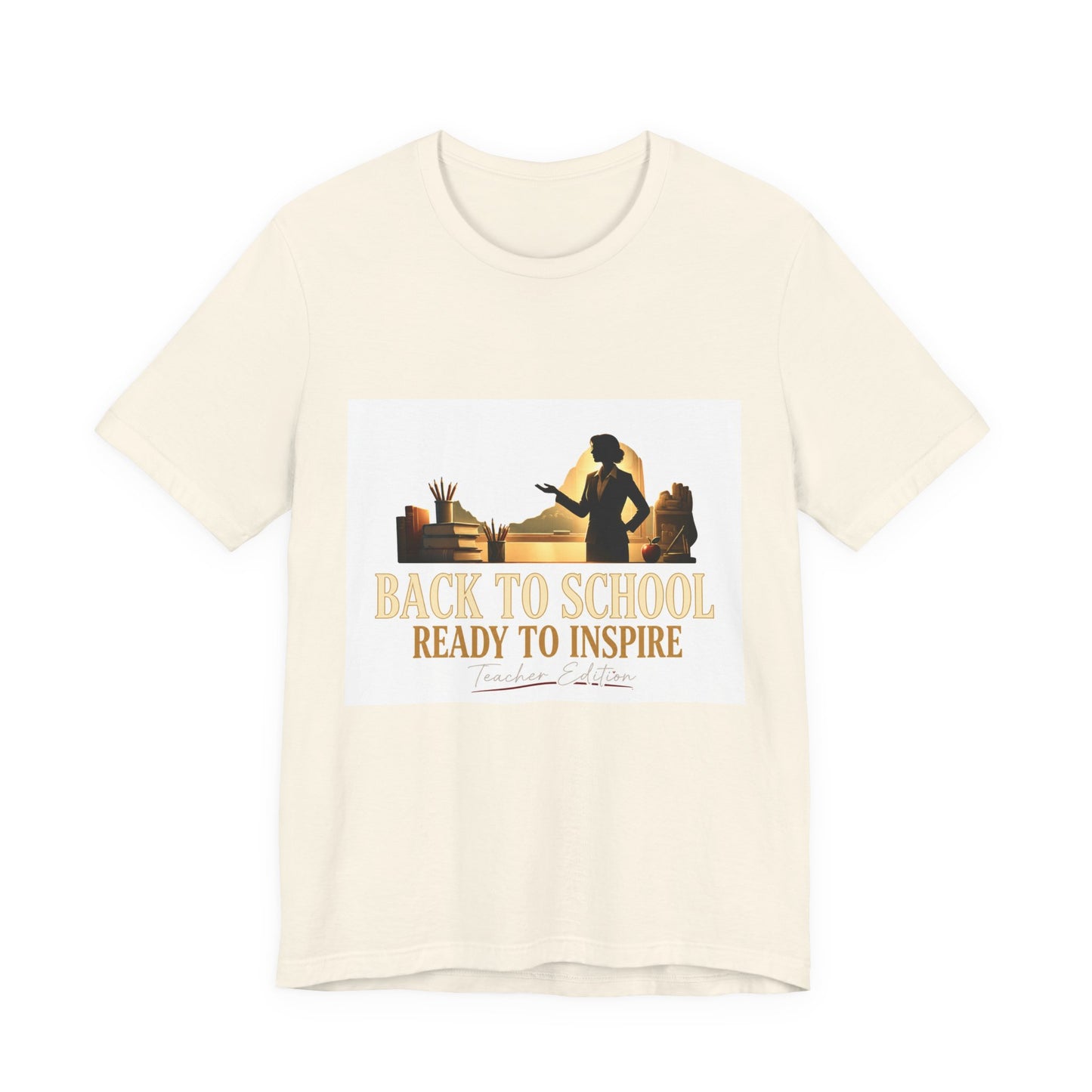 Back to School Ready to Inspire tee | Teacher silhouette, classroom books graphic