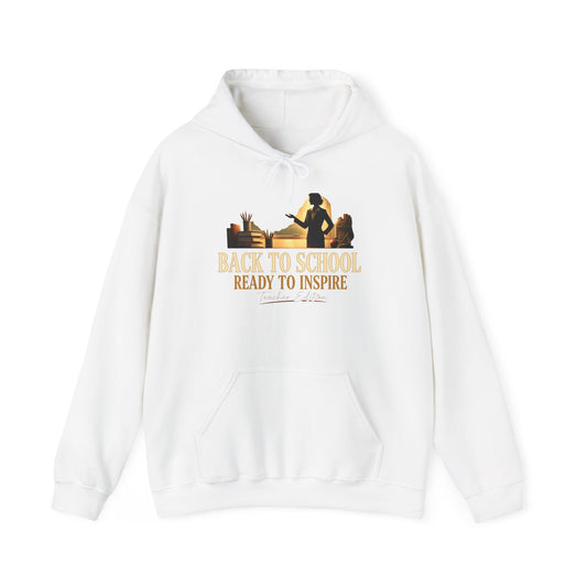 Back to School Ready to Inspire Hoodie | Teacher Silhouette, Books, Apple