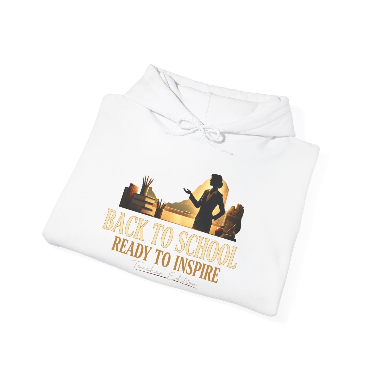 Back to School Ready to Inspire Hoodie | Teacher Silhouette, Books, Apple